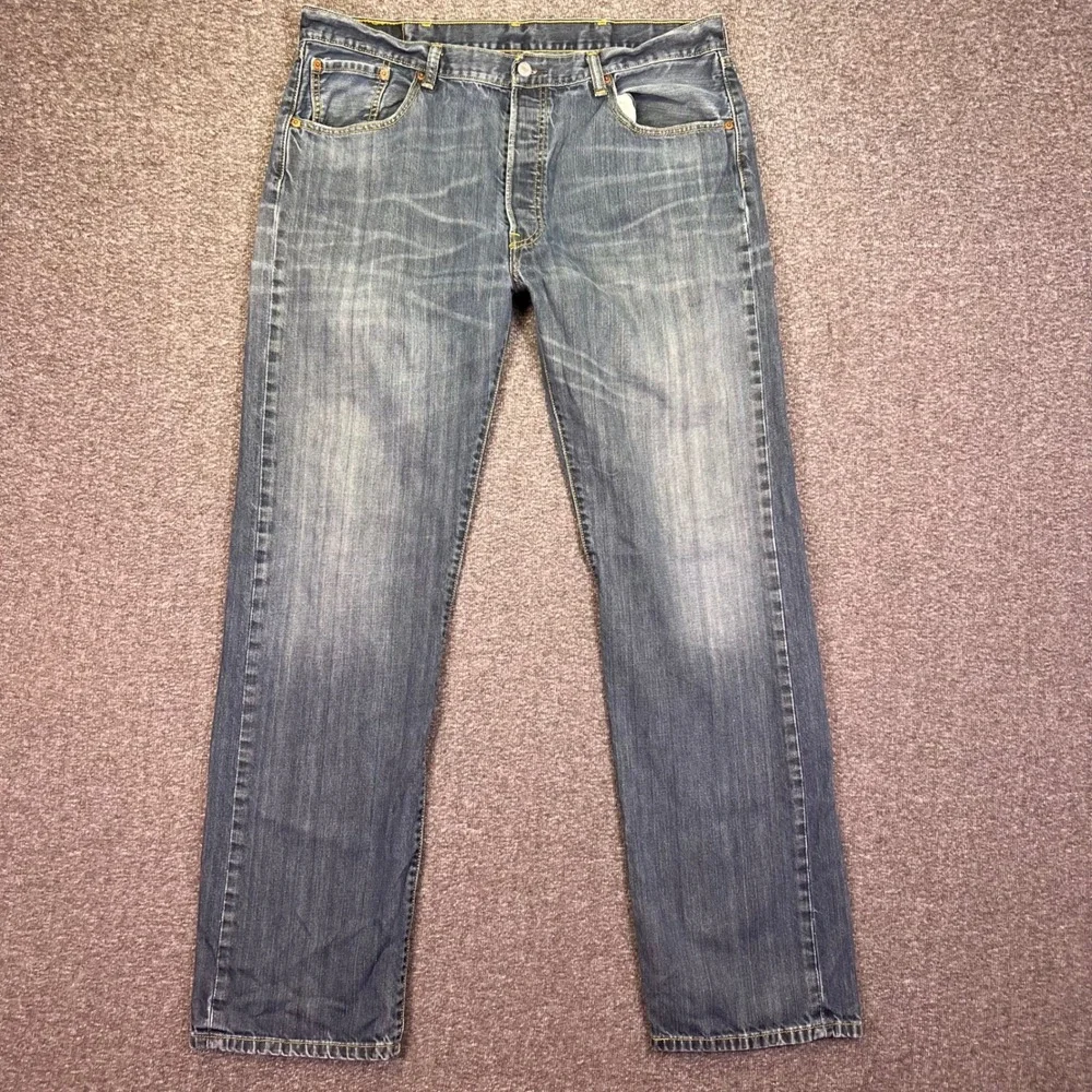 Levis 501 Original Fit Jeans Mens 37x33 Blue Straight Classic Casual Button Fly